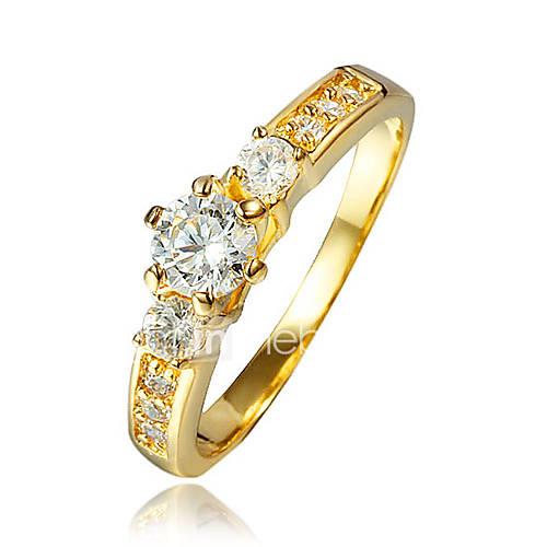 Women's AAA Cubic Zirconia Gold Plated / 18K Gold Ring - Gold Ring For Wedding / Party / Daily