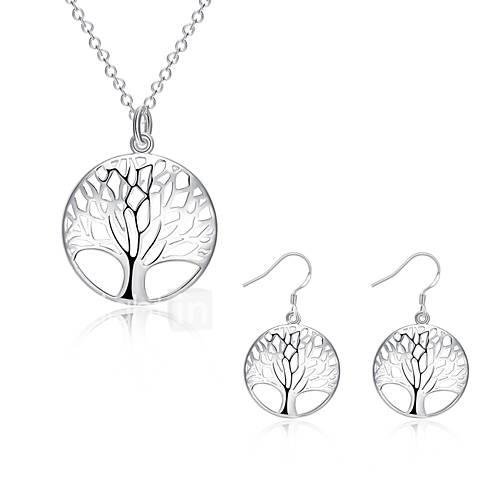 Women's Cubic Zirconia / Silver Plated Tree of Life Jewelry Set 1 Necklace / 1 Pair of Earrings - Silver For Party / Daily