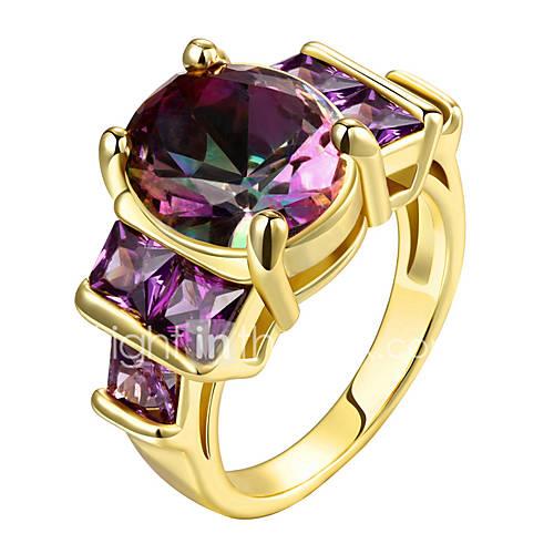 Women's Luxury AAA Cubic Zirconia Sterling Silver / Zircon / Gold Plated Statement Ring / Ring - Personalized / Luxury / Fashion Gold /