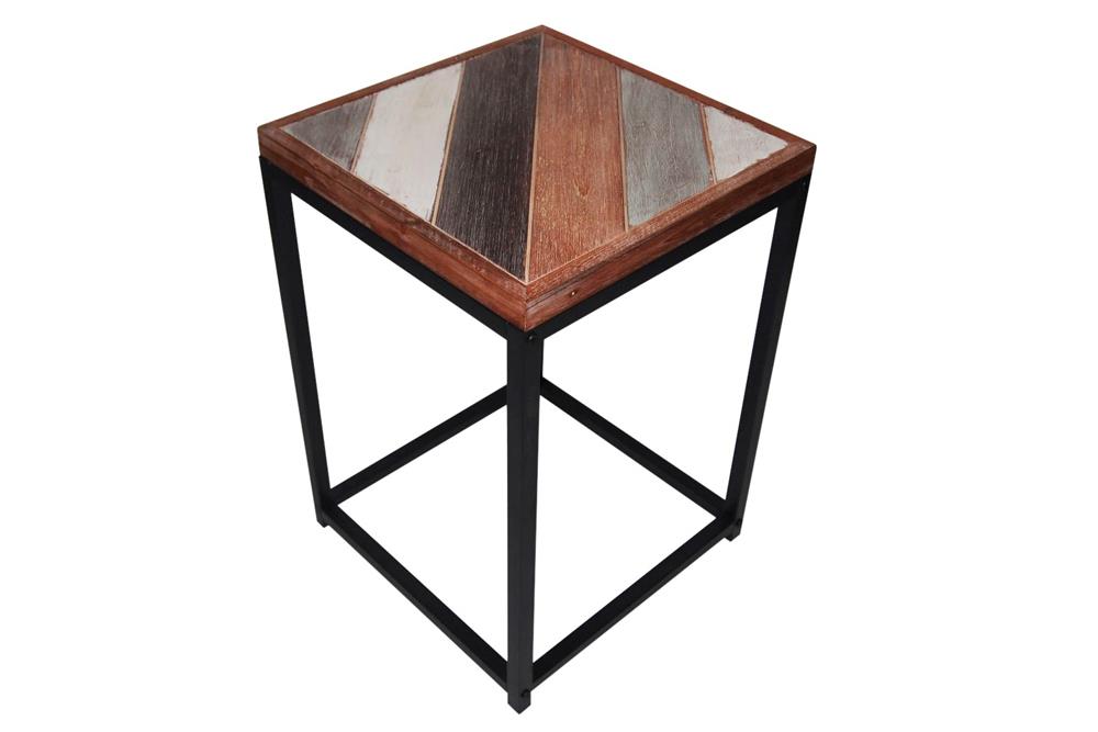 Wooden Accent Table with Metal Frame