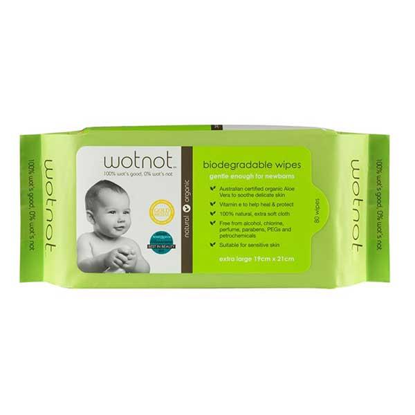 Wotnot Biodegradable Baby Wipes 80 extra large wipes