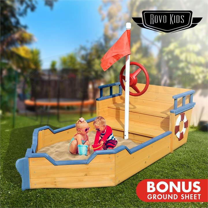 Wooden Style Kids Boat Sandpit