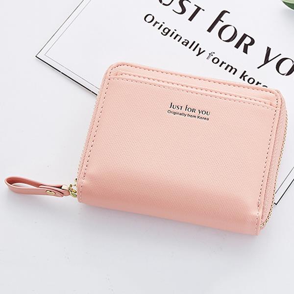 Women Bifold PU Short Wallet Mirror Solid Coin Bag