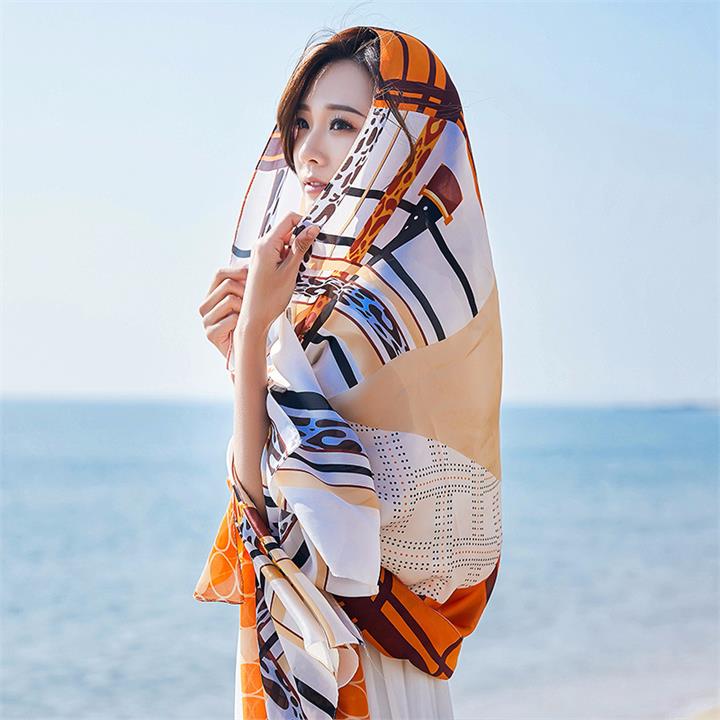 Women Summer Satin Sunscreen Beach Shawl Scarves