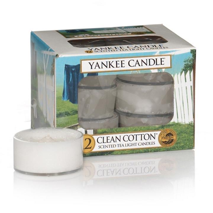 Yankee Candle Pack of 12 'clean Cotton' Scented Tea Light Candles, White