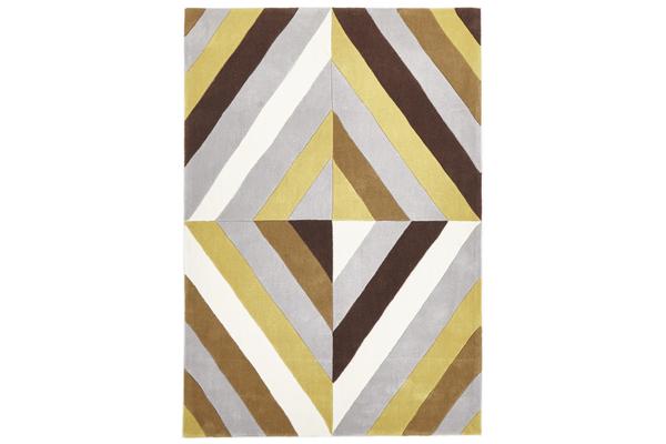 Yellow Brown Grey Crystal Prism Rug  225x155cm