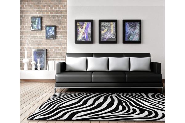 Zebra Delux Black And White Rug 320x230cm