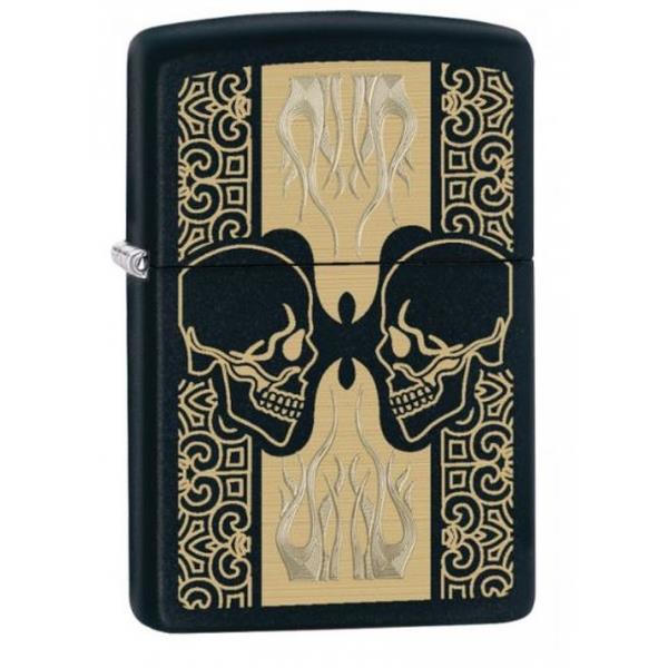 Zippo Facing Skulls Classic Black Matte