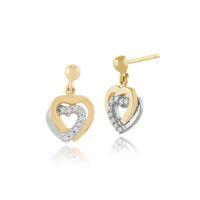 007ct diamond hearts drop earrings in 9ct yellow gold