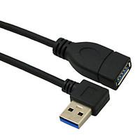 0.1M 0.328FT Right Angled 90 Degrees USB 3.0 Male to Female Extension Cord Cable Free Shipping