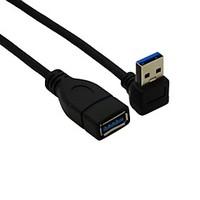 0.1M 0.328FT Down Angled 90 Degrees USB 3.0 Male to Female Extension Cord Cable Free Shipping