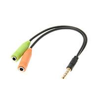 0.15M 0.5FT Auxiliary Aux Audio Stereo Cable 3.5mm Jack Male to 2 Female Cord