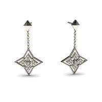 015ct 4 prong pave setting round diamond delicate earring