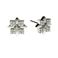 0.15ct. 4 Prong & Pave Setting Round Diamond Delicate Earring