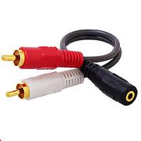 0.2M 0.656FT 3.5mm Female to 2RCA Male Oxygen-free Copper Audio extension Cable Free Shipping