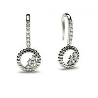 0.20ct. 4 Prong & Pave Setting Round Diamond Delicate Earring