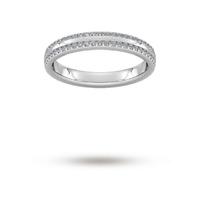 0.53 Carat Total Weight Double Row Brilliant Cut Claw Set Diamond Wedding Ring in 9 Carat White Gold - Ring Size L