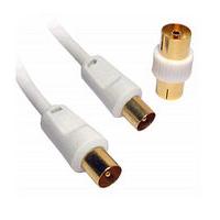 0.5m TV Aerial Cable White Gold Plated Male to Male