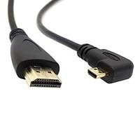 0.5m 1.5ft Right Angled 90 Degree Micro HDMI to HDMI Male HDTV Cable for Cell Phone Tablet