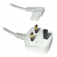 05m white angled figure 8 power cord c7 90 degree lead