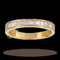 0.50 Total Carat Weight Princess Cut Diamond Eternity Ring In 18 Carat Yellow Gold - Ring Size O