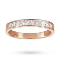 0.50 Total Carat Weight Princess Cut Diamond Eternity Ring In 9 Carat Rose Gold - Ring Size O