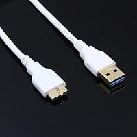 0.6M USB3.0 Cable AM to Micro B Male (Super Thin Patented Design) Gold Plated , White Color