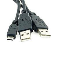 0.8M 2.624FT USB2.0 Micro USB2.0 to USB2.0 M/M USB three-headed cable dual USB power supply for mobile hard drive