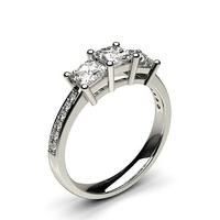 090ct 4 prong setting studded three stone ring