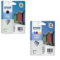 1 x epson t036 black and 1 x epson t037 colour original cartridges