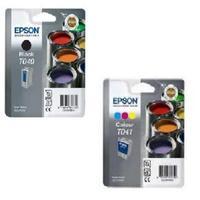 1 x Epson T040 Black and 1 x Epson T041 Colour Original Cartridges