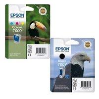 1 x Epson T007 Black and 1 x Epson T009 Colour Original Cartridges