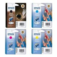 1 x Epson T0321 Black and x Epson T0322-24 Colour Original Cartridges