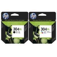 1 Full Set HP 304XL Black and 1 Colour Set HP 304XL Tri-Colour Original Ink Cartridges