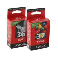 1 full set lexmark 36 black and 1 x colour set 37 original ink cartrid ...