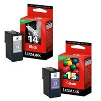 1 Set Lexmark No.14 (18C2090) Black and 1 x Colour No.15 (18C2110E) Original Ink Cartridges