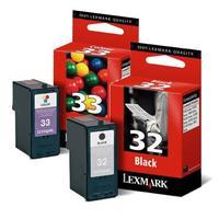 1 x Black Lexmark No. 32 and 1 x Colour Lexmark No. 33 Original Ink Cartridge