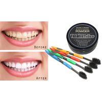 1 Charcoal Teeth Whitening Powder + 4 Charcoal Toothbrushes