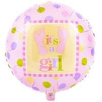 1 x 18 its girl foil balloon pink footprints flat foil its a girl baby