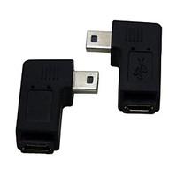 1 Set Right/Left Angled 90 degree Mini USB Male to Micro USB Female Extension Adapter Conventer Cord Cable Connector