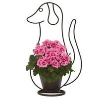 1 Pre-Planted Dog Contour Planter with Pink Zonal Geranium Plants