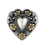 1 silver gold floral heart concho