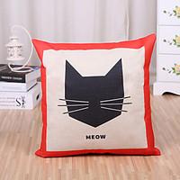 1 pcs cartoon kitty meow printing pillow cover creative cottonlinen pi ...