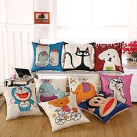 1 Pcs Cartoon Animal Square Pillow Case Cotton/Linen Pillow Cover For 7 Style