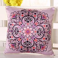 1 Pcs Emulation Silk 4545Cm Sofa Cushion Pillowcase Purple Flowers Pillow Cover