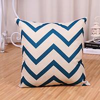 1 pcs modern style blue wave stripe pillow cover cottonlinen pillow ca ...