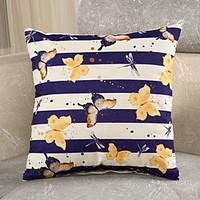 1 Pcs Cotton/Linen Butterfly With Striped Pillow Cover Creative Pillow Case