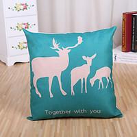 1 pcs together with you blue deer pattern pillow cover square cottonli ...