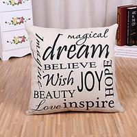 1 Pcs Believe Dream Letter\'s Sayings Printing Pillow Cover Sofa Cushion Cover Cotton/Linen Pillow Case