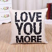 1 Pcs LOVE YOU MORE Letter Pillow Cover 4545Cm Cotton/Linen Pillow Case Home Decor